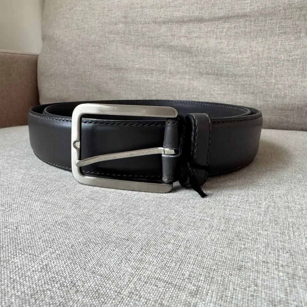 Erreghe Handmade Italian Leather Grey Silver Buckle Dress Belt 105 NEW size 40